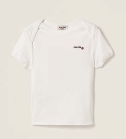Replica Petit Bateau X Miu Miu stretch jersey slim T-shirt 2025 #6023
