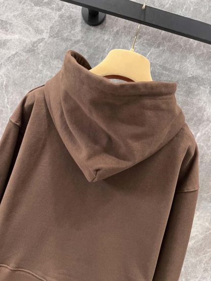 Replica Miu Miu Cotton fleece hoodie Cocoa Brown 2025 #6035 - Image 6