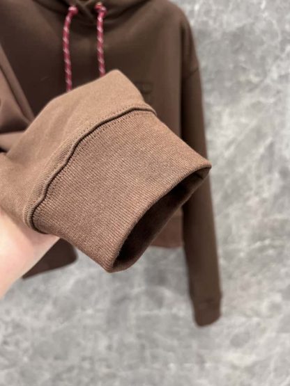 Replica Miu Miu Cotton fleece hoodie Cocoa Brown 2025 #6035 - Image 10