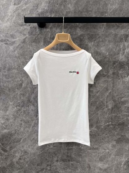 Replica Petit Bateau X Miu Miu stretch jersey slim T-shirt 2025 #6023 - Image 9