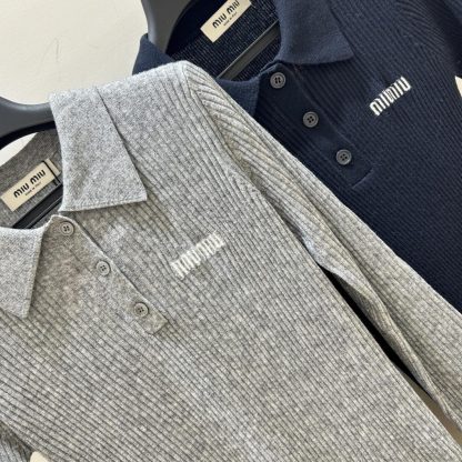 Replica Miu Miu Cashmere and silk knit polo shirt #6005 - Image 10