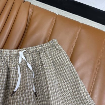 Replica Miu Miu Checked miniskirt Cork Beige 2025 #6009 - Image 9
