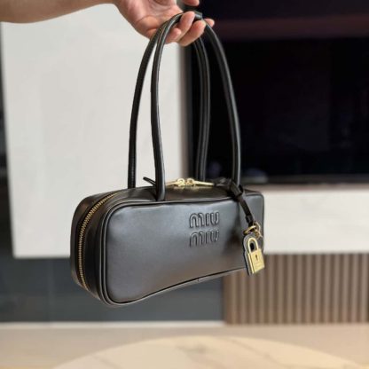 Replica Miu Miu Beau leather bag small Black #6055 - Image 4