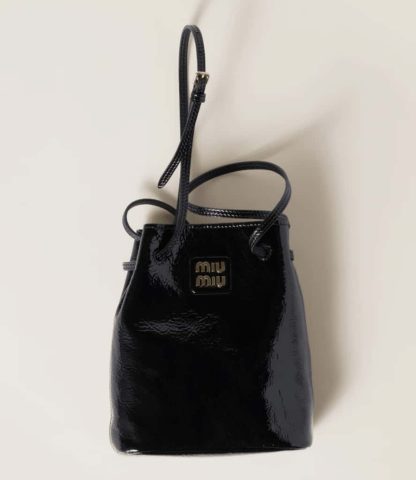 Replica Miu Miu Naplak patent leather pouch black #6104