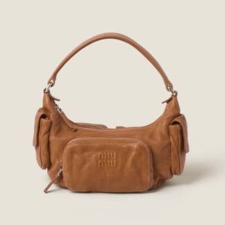 Replica Miu Miu Pocket nappa leather bag caramel #6091
