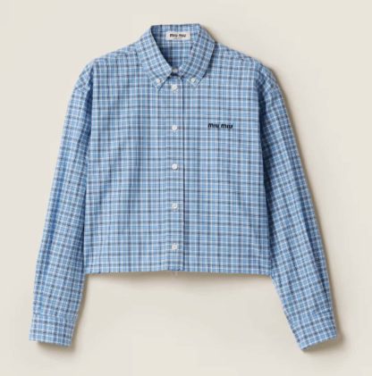 Replica Miu Miu Checked poplin shirt 2025 #6040
