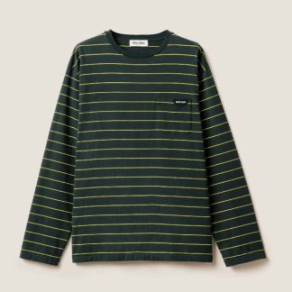 Replica Miu Miu Long-sleeved cotton jersey T-shirt 2025 Green