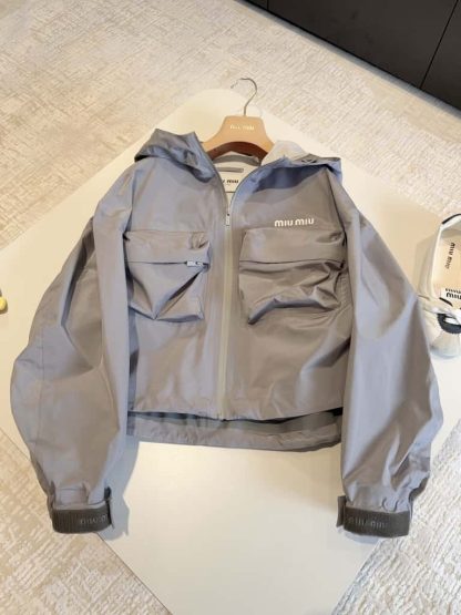 Replica Miu Miu Tec canvas blouson Steel Gray 2025 #6044 - Image 7