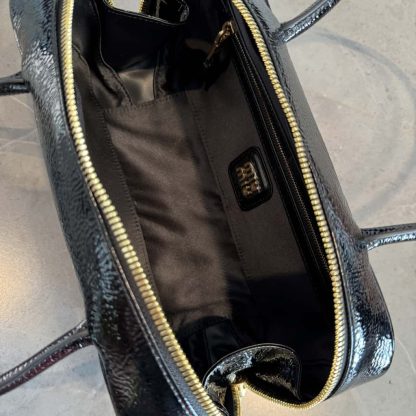 Replica Miu Miu Beau naplak patent leather bag black #6090 - Image 8