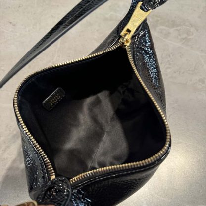 Replica Miu Miu Naplak patent leather pouch black #6089 - Image 6