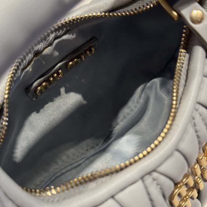 Replica Miu Miu Wander matelassé nappa leather hobo mini-bag Pearl Gray #6061 - Image 9