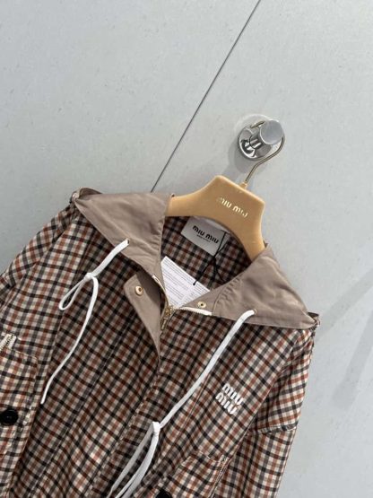 Replica Miu Miu Vichy check technical fabric blouson jacket 2025 #6038 - Image 6