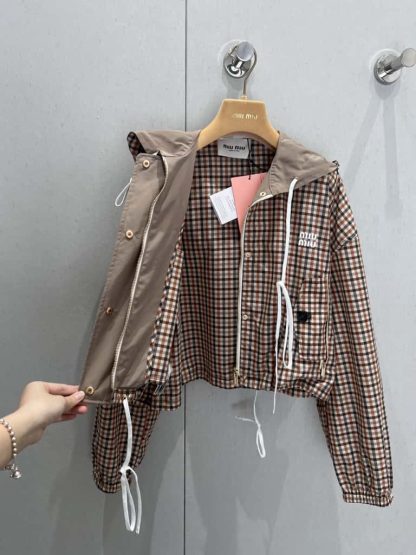Replica Miu Miu Vichy check technical fabric blouson jacket 2025 #6038 - Image 7