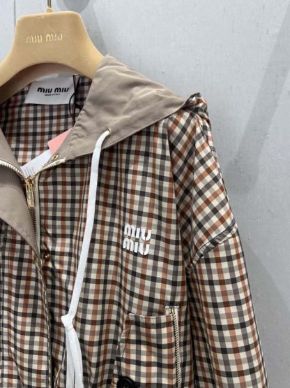 Replica Miu Miu Vichy check technical fabric blouson jacket 2025 #6038 - Image 10