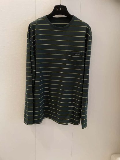 Replica Miu Miu Long-sleeved cotton jersey T-shirt 2025 Green - Image 5
