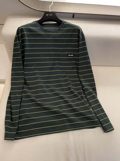 Replica Miu Miu Long-sleeved cotton jersey T-shirt 2025 Green - Image 4