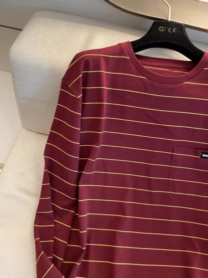 Replica Miu Miu Long-sleeved cotton jersey T-shirt 2025 Red - Image 7