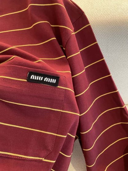 Replica Miu Miu Long-sleeved cotton jersey T-shirt 2025 Red - Image 9