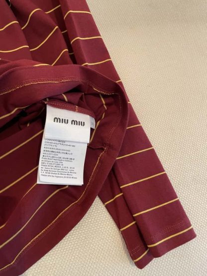 Replica Miu Miu Long-sleeved cotton jersey T-shirt 2025 Red - Image 8