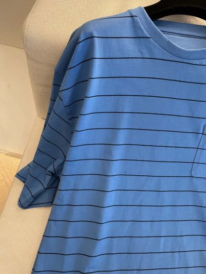 Replica Miu Miu Striped jersey T-shirt light blue 2025 #6110 - Image 7