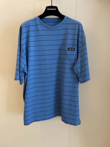 Replica Miu Miu Striped jersey T-shirt light blue 2025 #6110 - Image 8