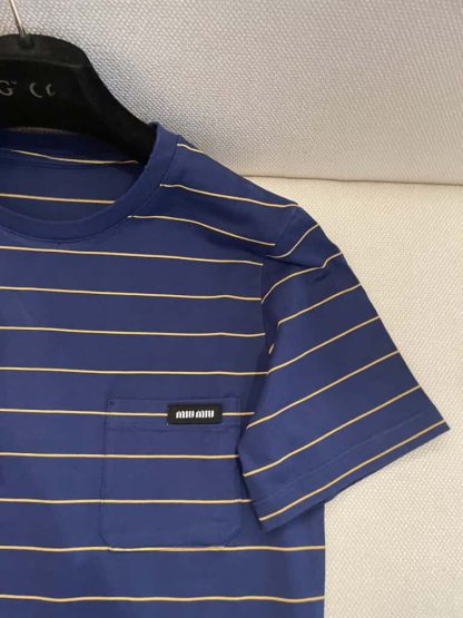 Replica Miu Miu Jersey T-shirt ink blue 2025 #6107 - Image 3