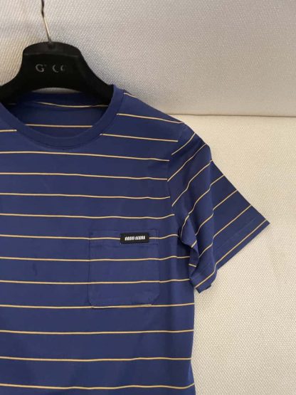 Replica Miu Miu Jersey T-shirt ink blue 2025 #6107 - Image 5