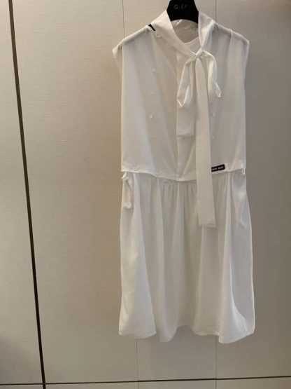 Replica Miu Miu Slubbed poplin dress 2025 #6109 - Image 2