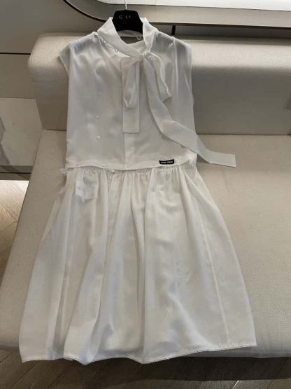 Replica Miu Miu Slubbed poplin dress 2025 #6109 - Image 4