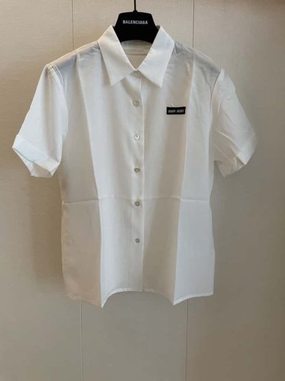 Replica Miu Miu Slubbed poplin shirt 2025 #6108 - Image 9