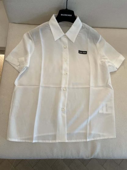 Replica Miu Miu Slubbed poplin shirt 2025 #6108 - Image 3