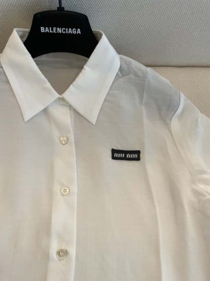 Replica Miu Miu Slubbed poplin shirt 2025 #6108 - Image 11