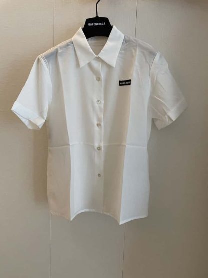 Replica Miu Miu Slubbed poplin shirt 2025 #6108 - Image 2