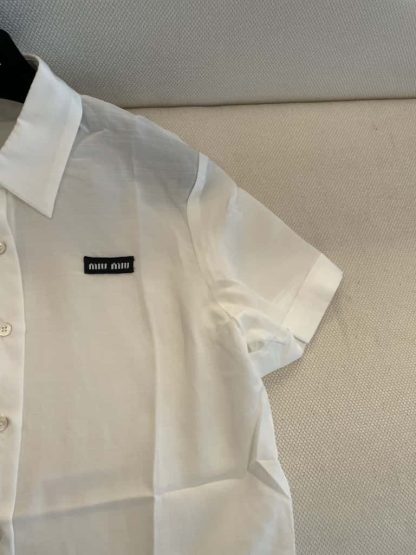 Replica Miu Miu Slubbed poplin shirt 2025 #6108 - Image 8