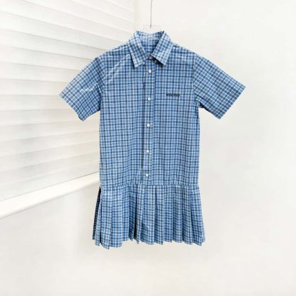 Replica Miu Miu Pleated checked poplin dress #6106 - Image 2