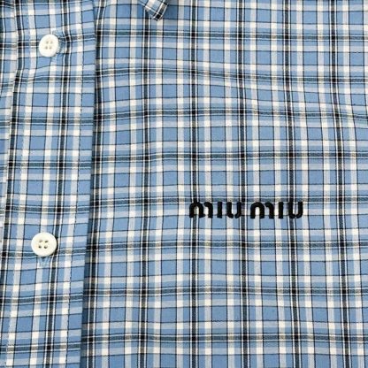 Replica Miu Miu Pleated checked poplin dress #6106 - Image 3