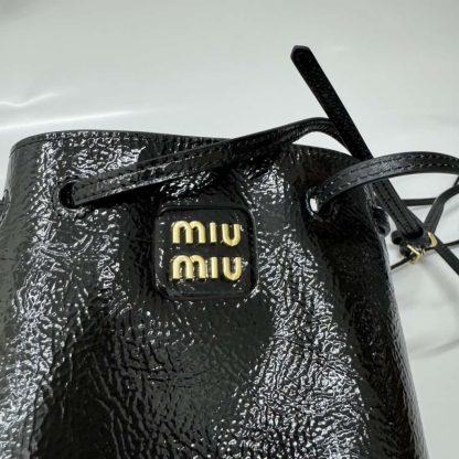 Replica Miu Miu Naplak patent leather pouch black #6104 - Image 9