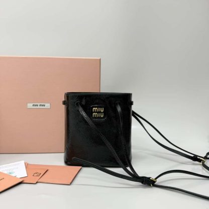 Replica Miu Miu Naplak patent leather pouch black #6104 - Image 3