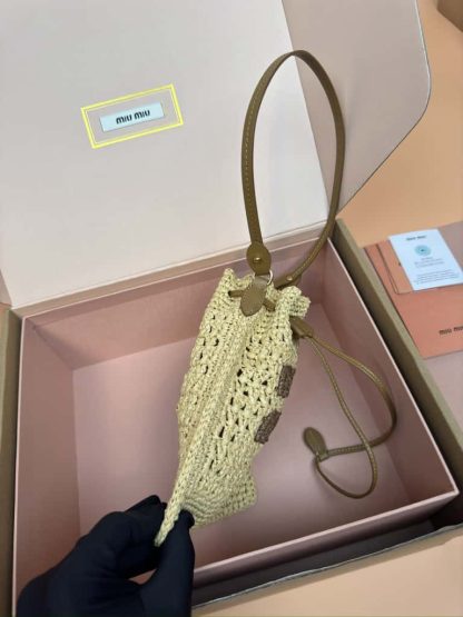 Replica Miu Miu Woven fabric mini-bag beige #6101 - Image 7