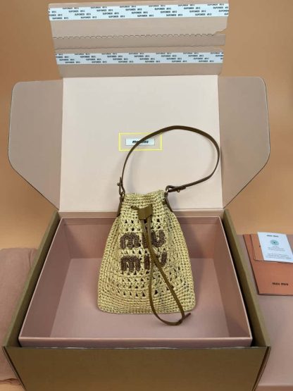 Replica Miu Miu Woven fabric mini-bag beige #6101 - Image 2