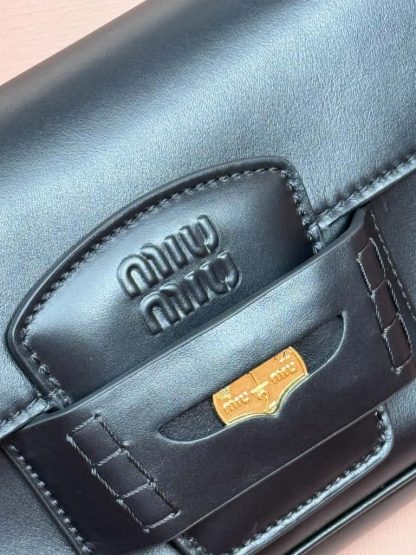 Replica Miu Miu Penny leather bag Black #6095 - Image 11