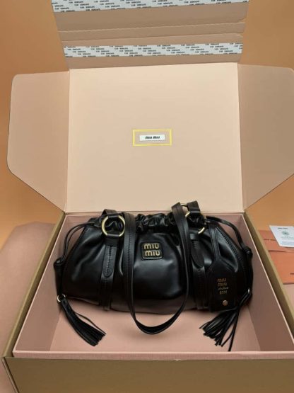 Replica Miu Miu Joie nappa leather bag black #6102 - Image 2