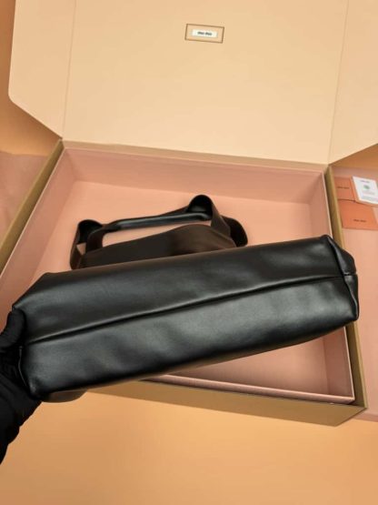 Replica Miu Miu Leather hobo bag black #6105 - Image 6