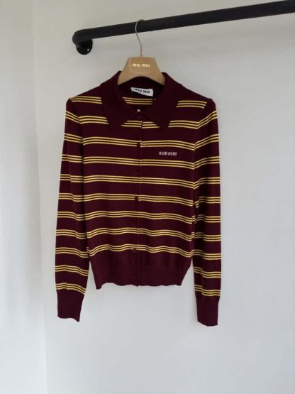 Replica Miu Miu Striped cashmere and silk cardigan 2025 #6048 - Image 2