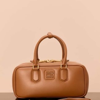 Replica Miu Miu Arcadie leather bag Cognac Large VIP Quality