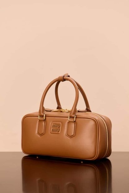 Replica Miu Miu Arcadie leather bag Cognac Large VIP Quality - Image 8