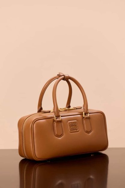 Replica Miu Miu Arcadie leather bag Cognac Large VIP Quality - Image 3