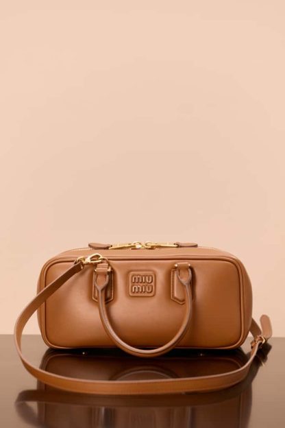 Replica Miu Miu Arcadie leather bag Cognac Large VIP Quality - Image 6
