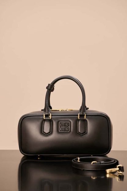 Replica Miu Miu Arcadie leather bag Black Large